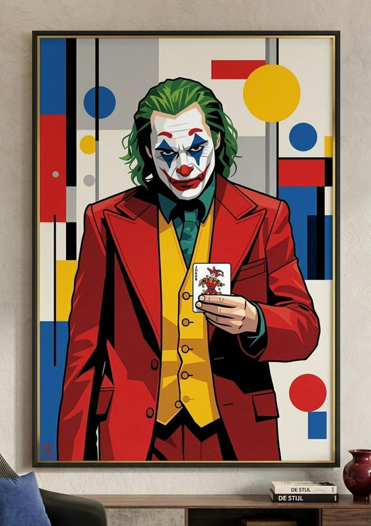 Affiche Joker Mondrian encadree, decoration murale geometrique
