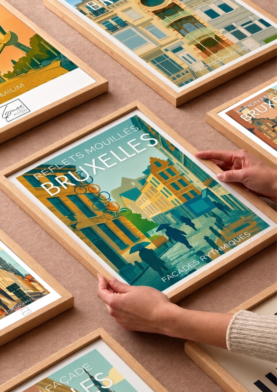Affiche San Francisco Evening Grid – Poster Flat Design Golden Gate at Dusk