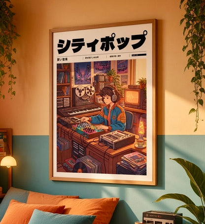 Gros plan sur l'impression et le papier de l'affiche Studio Synthé Nocturne