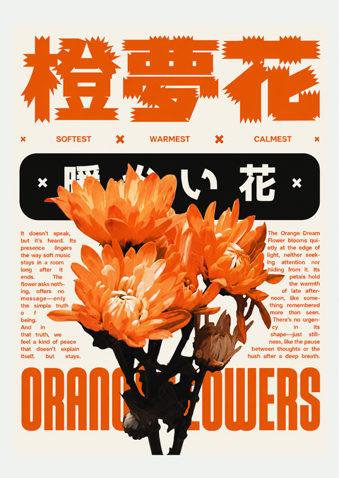 Affiche Fleurs Oranges Japonaises – Chrysanthèmes