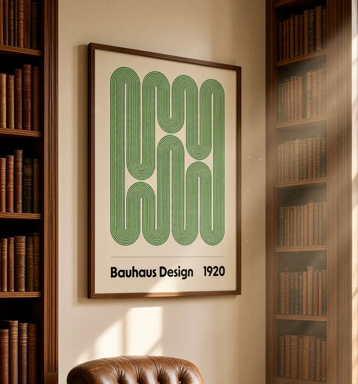 Gros plan sur l'impression et le papier de l'affiche Bauhaus Design 1920