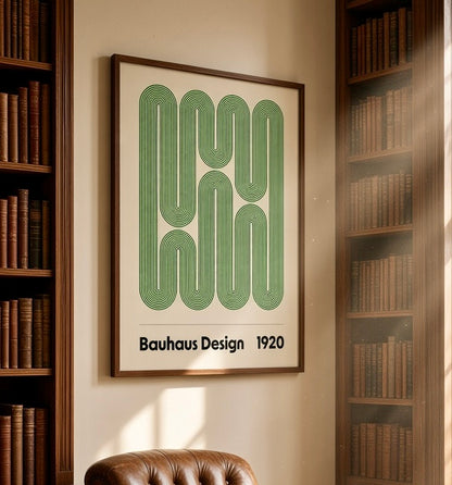 Gros plan sur l'impression et le papier de l'affiche Bauhaus Design 1920