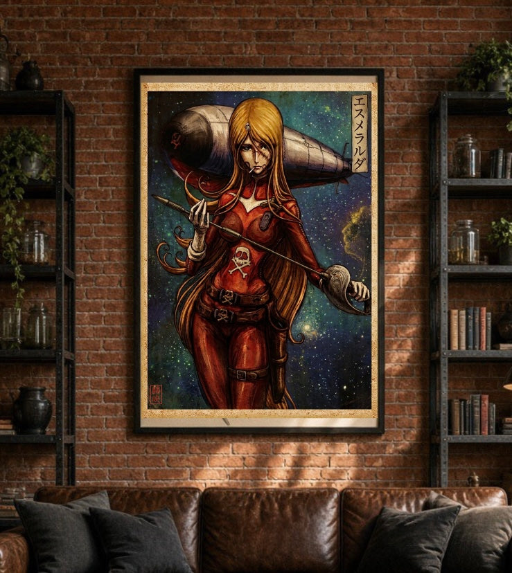 Esmeralda – Affiche Pirate de l'Espace Anime Vintage