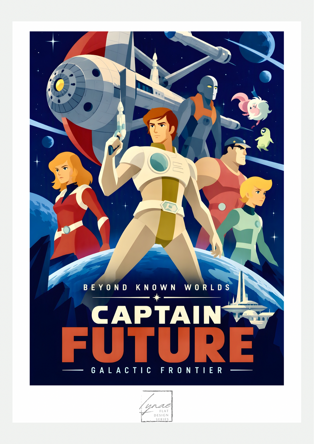 Affiche Capitaine Flam, space opera vintage, présentée seule sur fond neutre