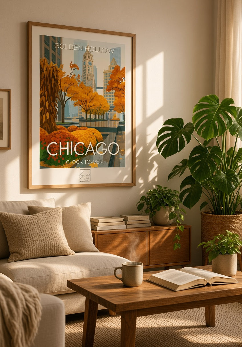 Ambiance déco murale avec l'affiche Golden Hollow Chicago