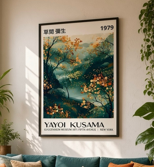 Affiche Yayoi Kusama Paysage Automnal dans une ambiance de décoration murale