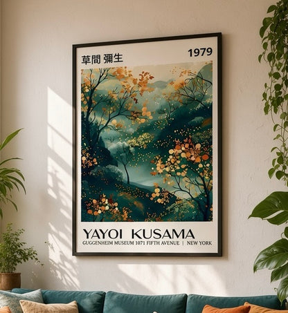 Affiche Yayoi Kusama Paysage Automnal dans une ambiance de décoration murale