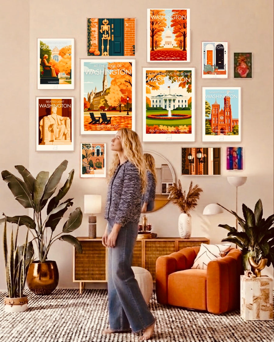 Affiche San Francisco Evening Grid – Poster Flat Design Golden Gate at Dusk