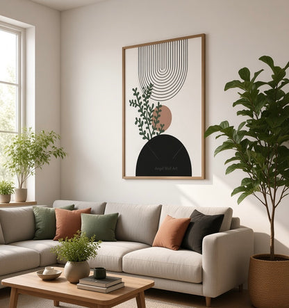 Autre angle de l'affiche encadrée en situation dans l'intérieur