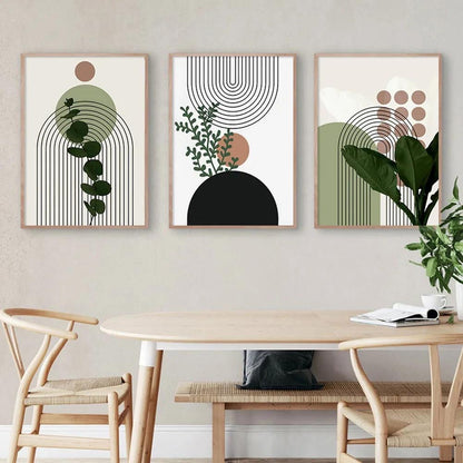 Gros plan sur le tirage de l'affiche botanique, détail des couleurs terracotta et vert sauge