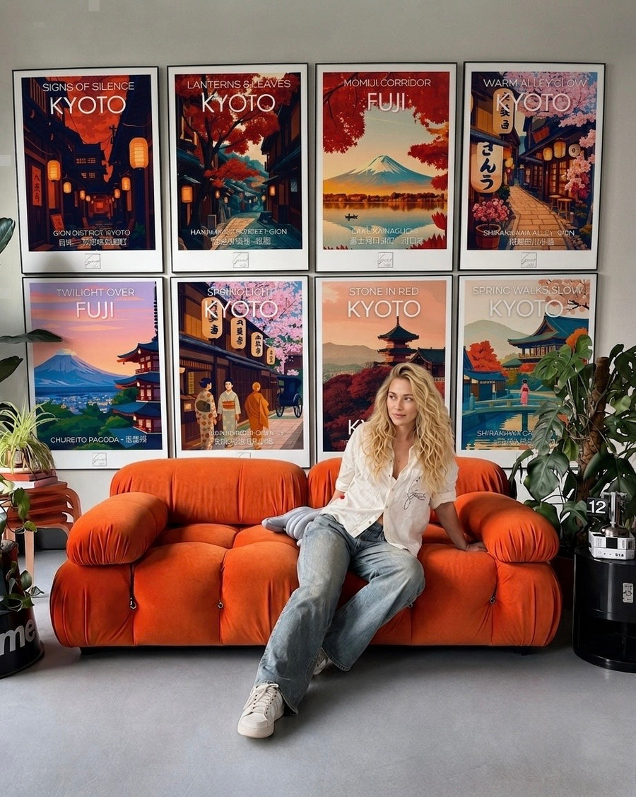 Affiche San Francisco Evening Grid – Poster Flat Design Golden Gate at Dusk