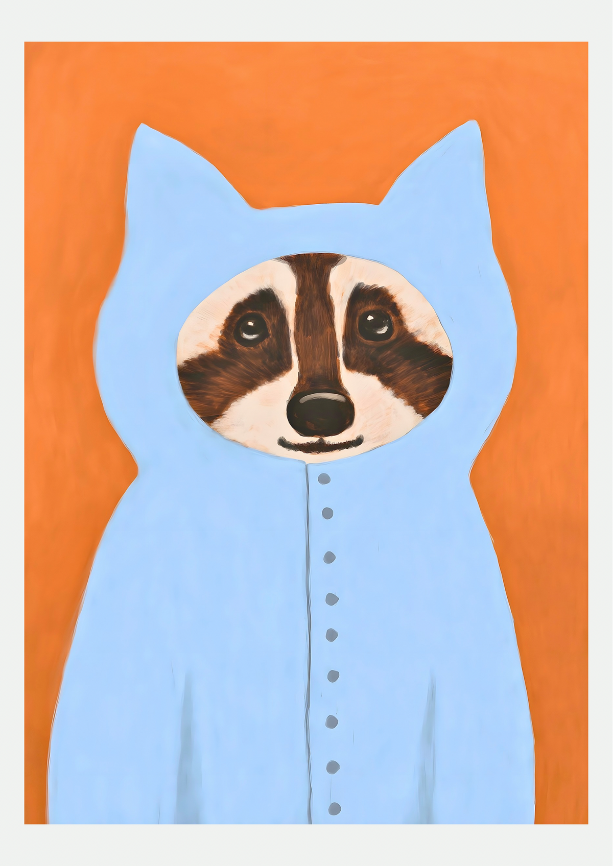 Affiche Raton Laveur à Capuche, illustration pour chambre d'enfant, présentée seule sur fond neutre