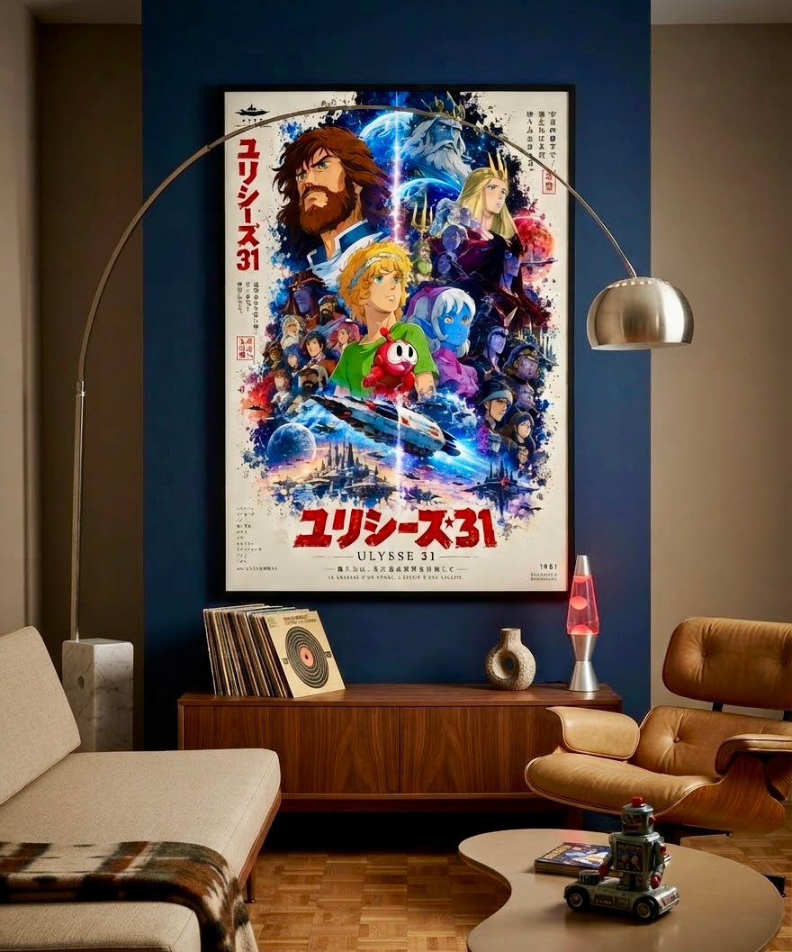 Affiche Ulysse 31 encadrée et accrochée au mur d'un salon