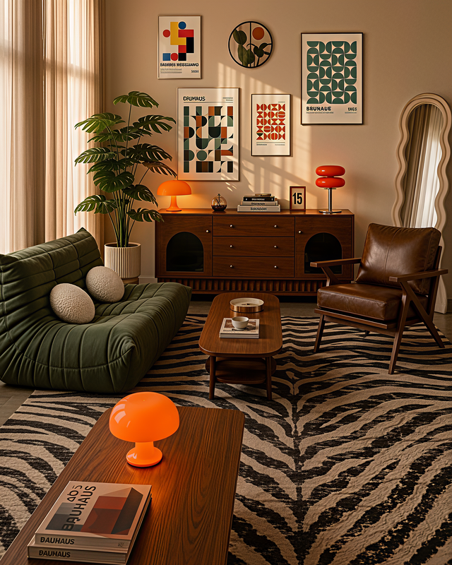Salon Bauhaus Orange & Zèbre