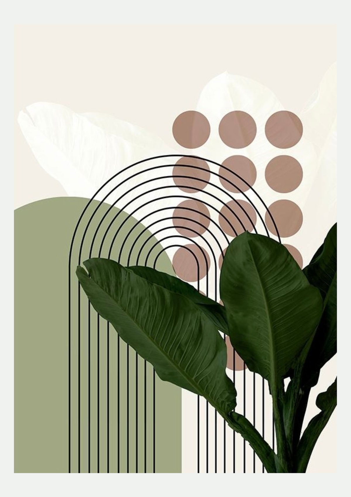 Affiche botanique Arche Bohème & Feuillage Tropical présentée seule sur fond neutre