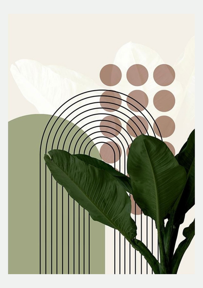 Affiche botanique Arche Bohème & Feuillage Tropical présentée seule sur fond neutre