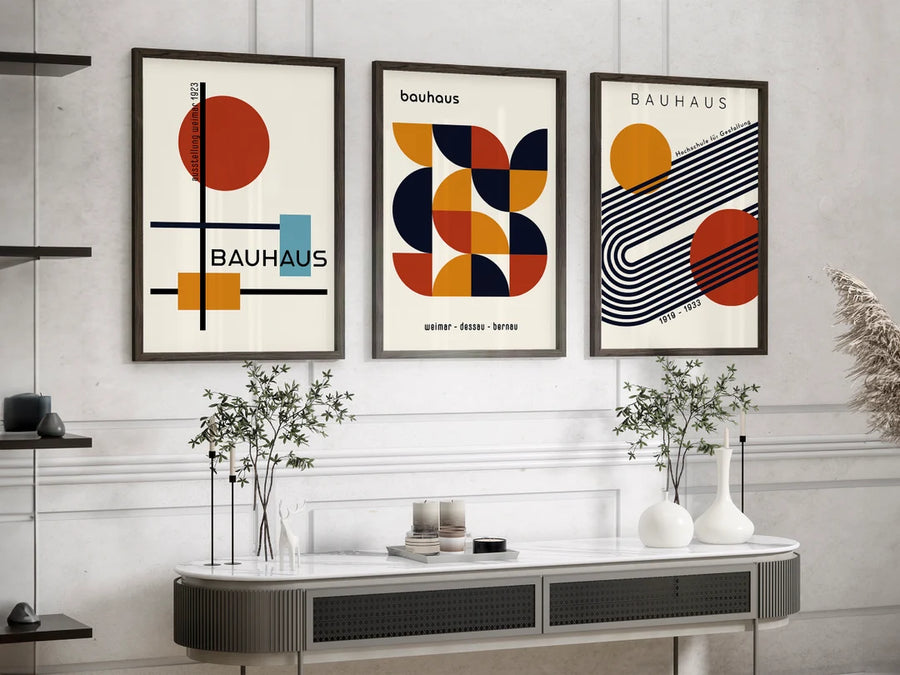 Bauhaus Design 1920 – Affiche Lignes Vertes Ondulantes