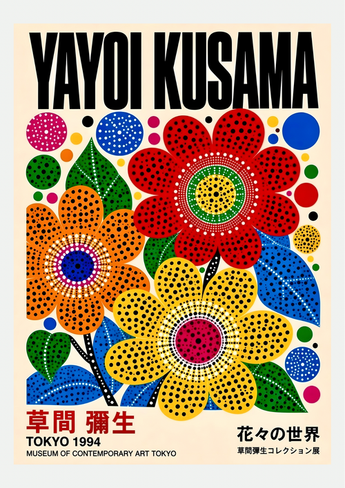 Affiche Yayoi Kusama Fleurs à Pois – Tokyo 1994