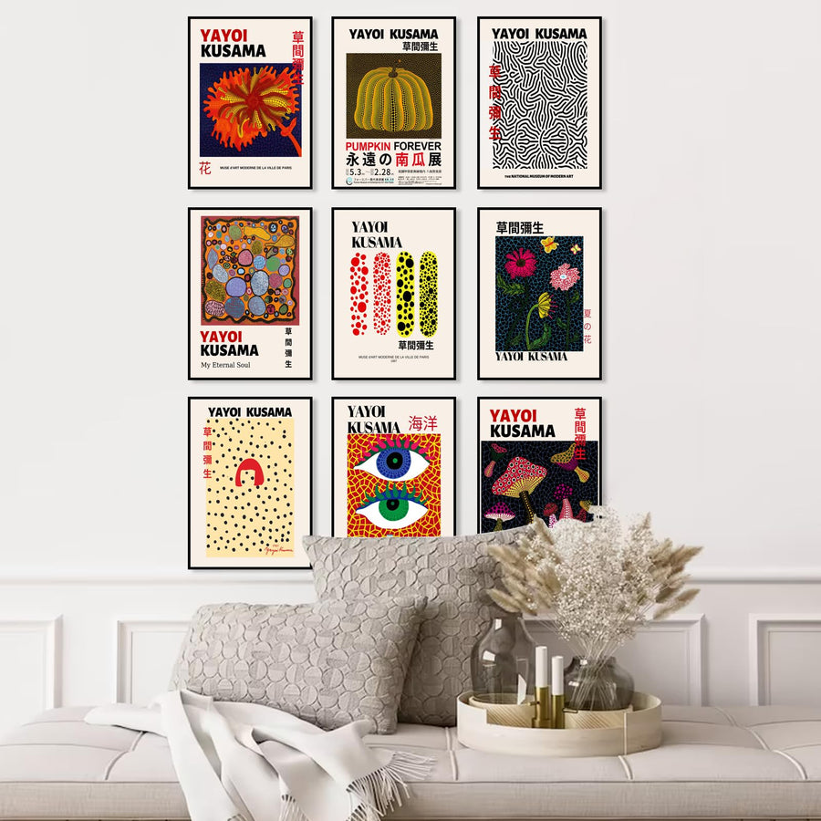Affiche Yayoi Kusama – Give Me Love, Portraits et Motifs Colorés