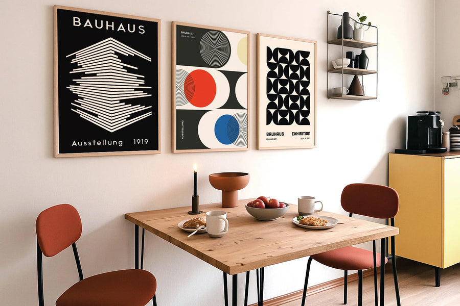 Bauhaus Design 1920 – Affiche Lignes Vertes Ondulantes