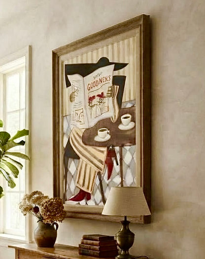 Gros plan sur l'impression et le papier de l'affiche Daily Good News