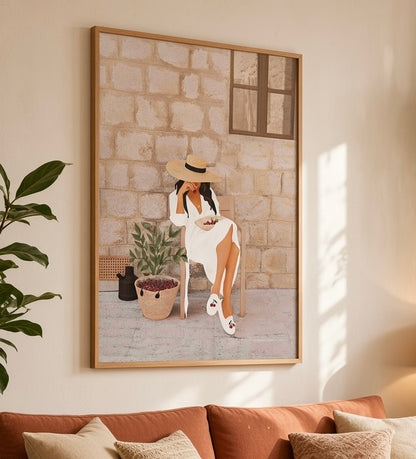 Affiche Femme à la Cerise dans une ambiance de décoration murale