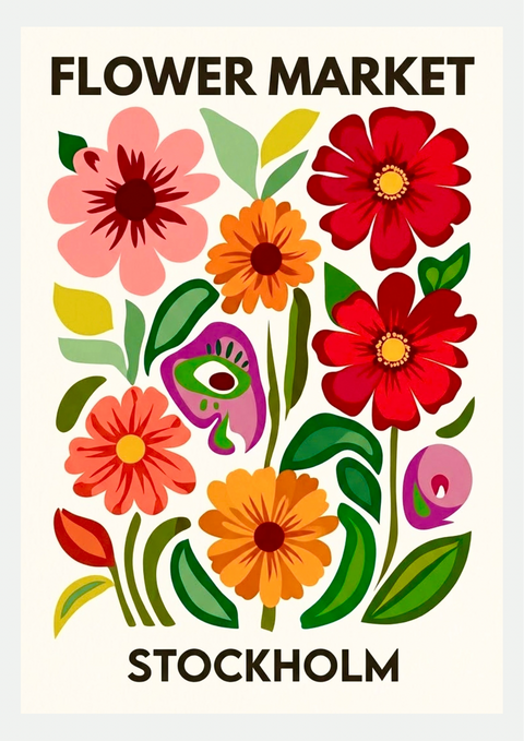 Flower Market Stockholm – Affiche Fleurs Colorées