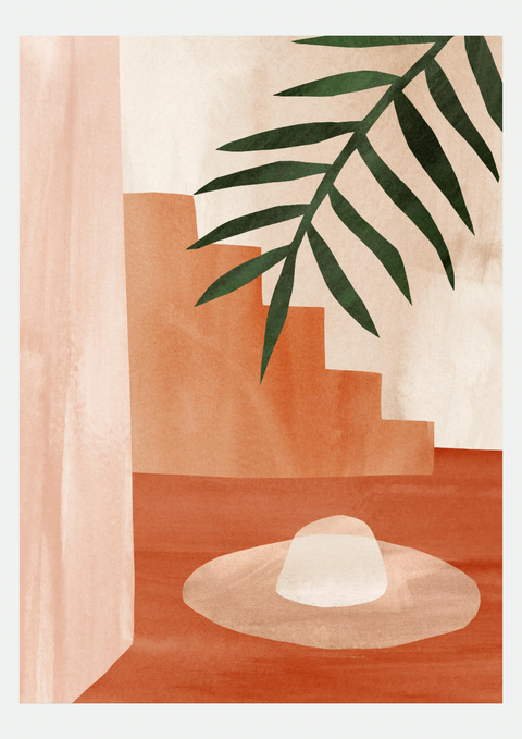 Ocre Élan Fougère – Affiche Botanique Abstraite