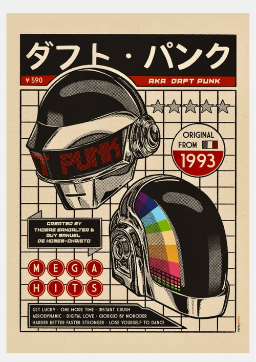 Affiche Daft Punk Casques Électro – Pop Culture Vintage