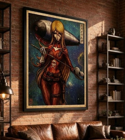 Esmeralda – Affiche Pirate de l'Espace Anime Vintage