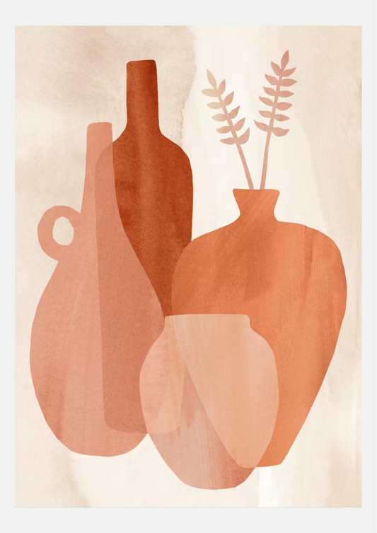 Affiche Vases en Terre Cuite présentée seule sur fond neutre