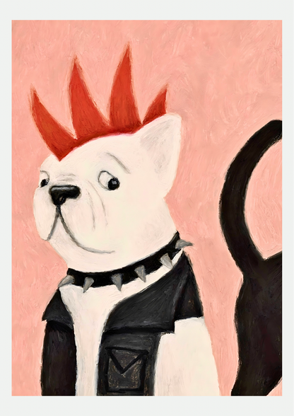 Affiche Bouledogue Punk, illustration pour chambre d'enfant, présentée seule sur fond neutre