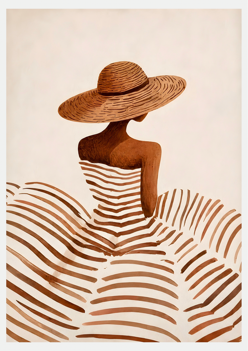 Affiche Femme Chapeau Paille – Poster Mode Minimaliste