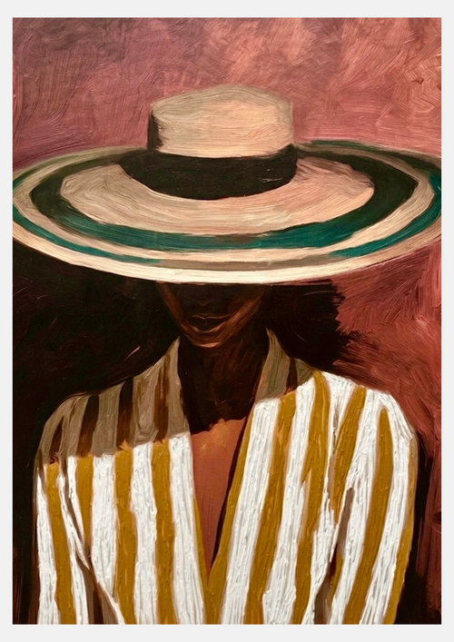 Portrait au Chapeau de Paille – Affiche Peinture à l'Huile