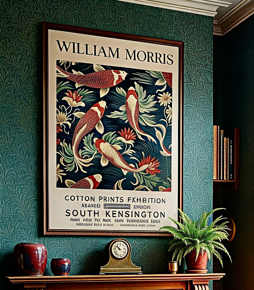 Affiche William Morris – Poster Exposition Cotton Prints Koï