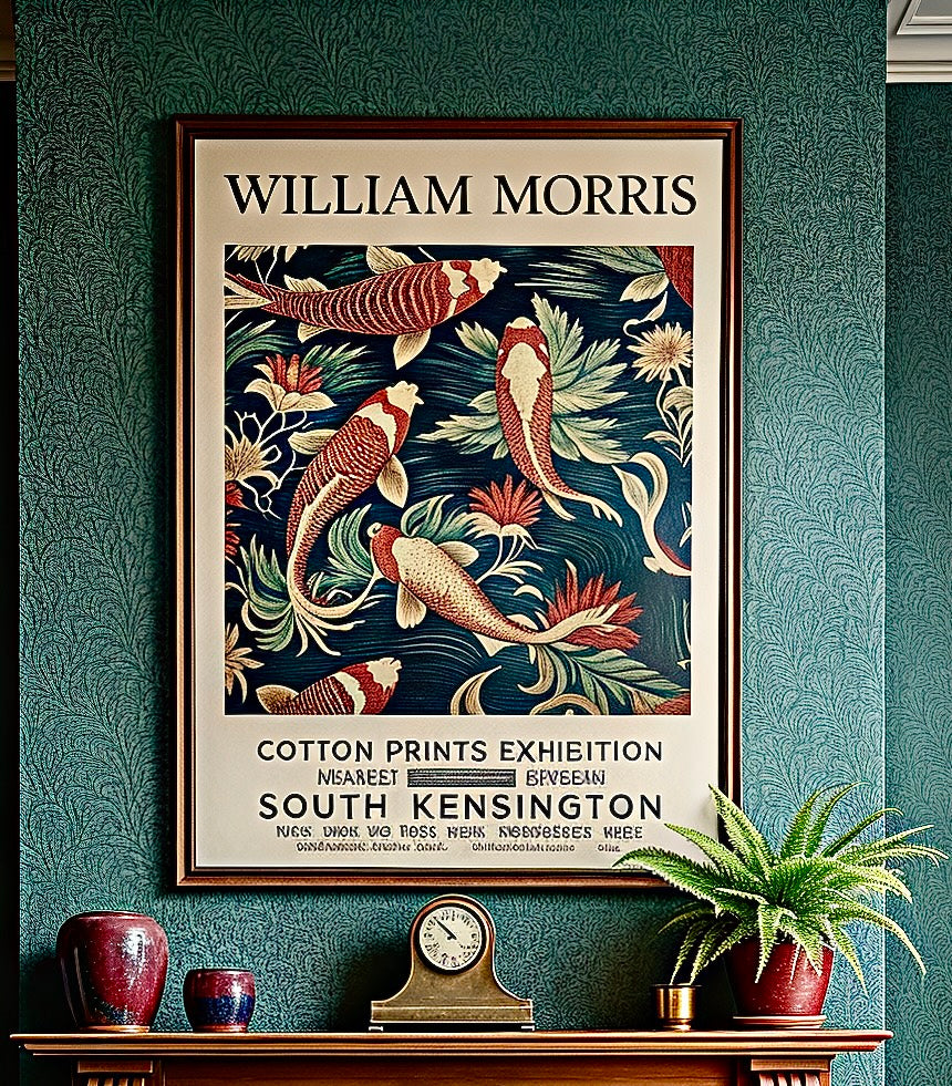 Affiche William Morris – Poster Exposition Cotton Prints Koï