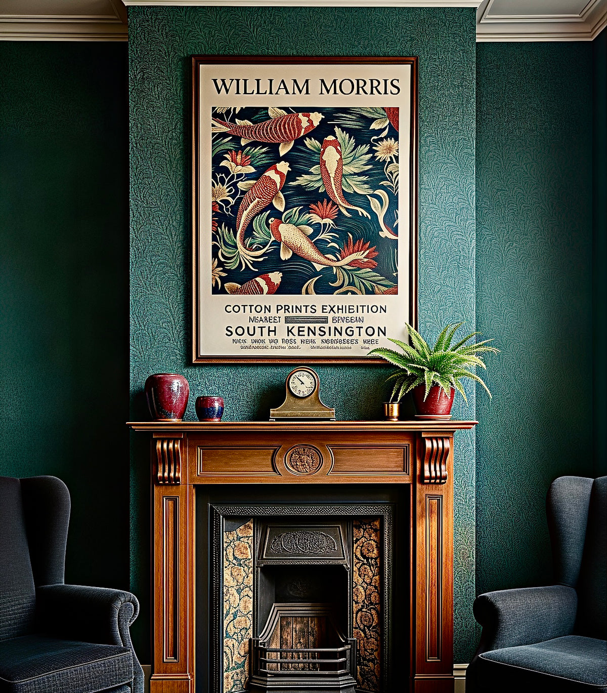 Affiche William Morris – Poster Exposition Cotton Prints Koï