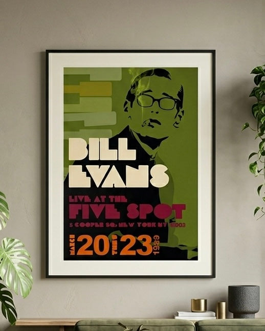 Poster jazz Bill Evans Five Spot, présentation sans cadre