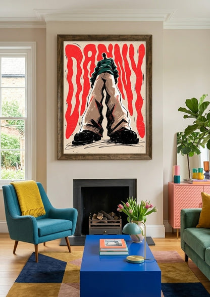 Affiche "Danny" encadrée, présentée en situation dans un intérieur