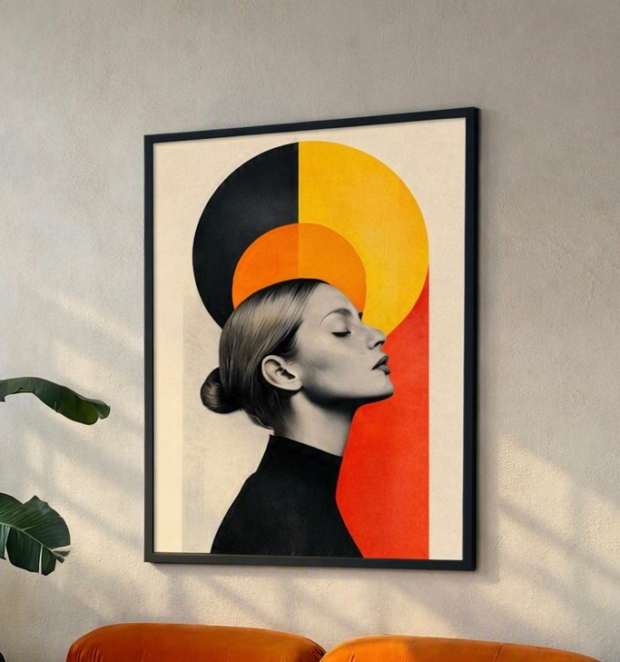 Affiche portrait profil Bauhaus sans cadre, vue d'ensemble sur fond neutre