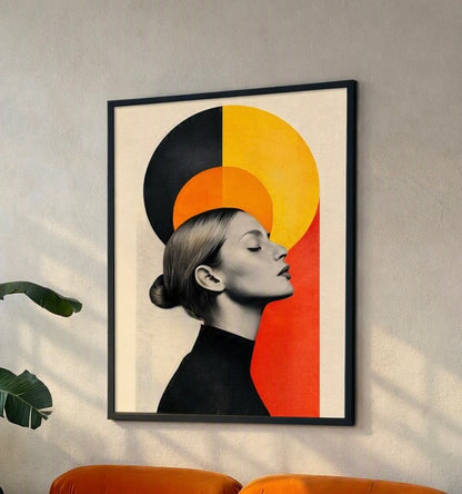 Affiche portrait profil Bauhaus sans cadre, vue d'ensemble sur fond neutre