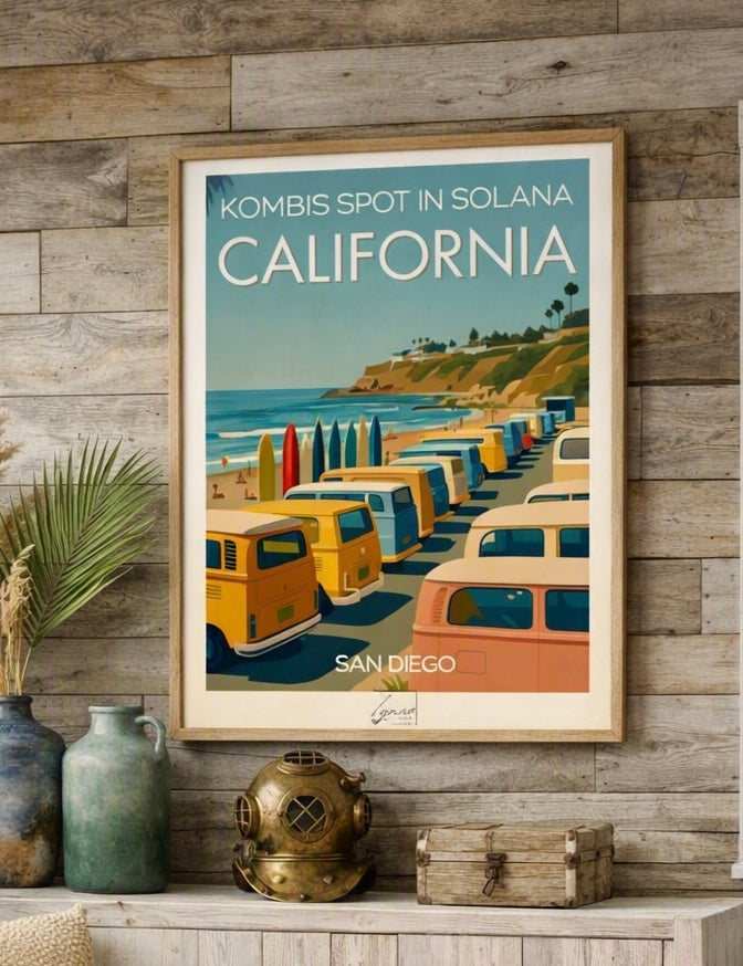 Ambiance déco murale avec l'affiche Kombis Spot San Diego