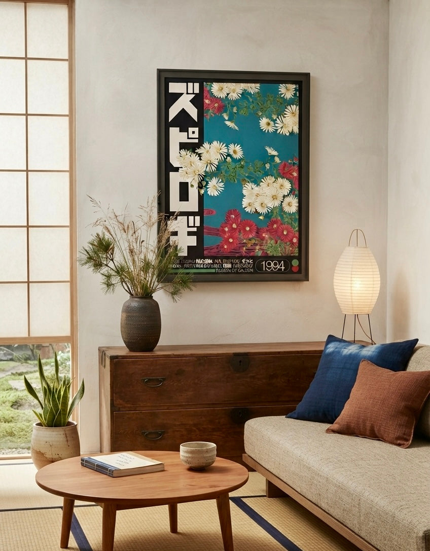 Affiche River Flows encadrée en situation dans un intérieur