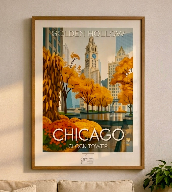 Affiche Golden Hollow Chicago affichée sans cadre, aperçu de la qualité d'impression