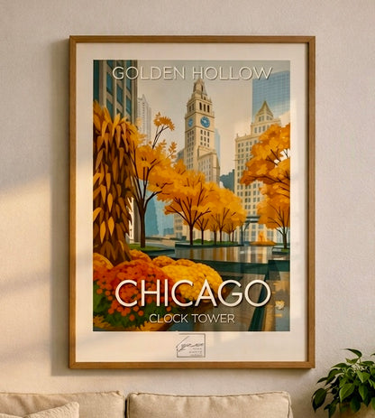 Affiche Golden Hollow Chicago affichée sans cadre, aperçu de la qualité d'impression