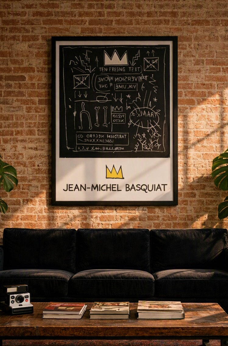 Affiche hommage Basquiat pochette vinyle, vue d'ambiance intérieure