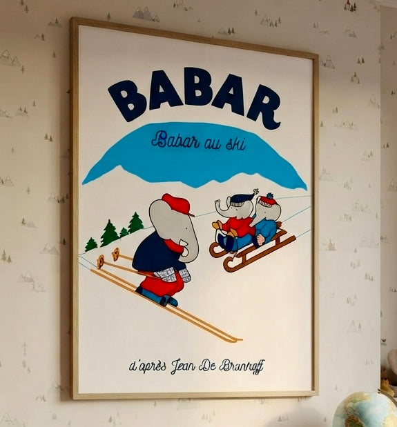 Gros plan sur l'affiche Babar au ski