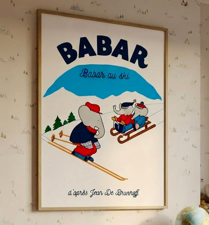 Gros plan sur l'affiche Babar au ski