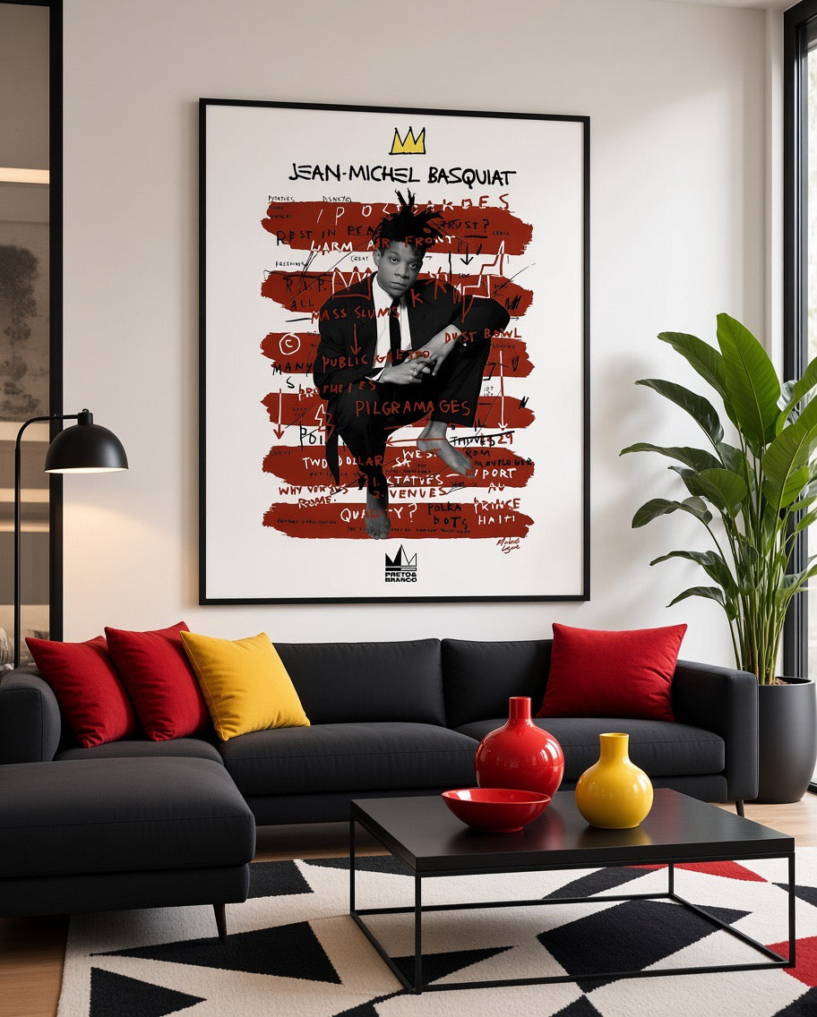 Affiche Basquiat Portrait Rayé encadrée, présentée en situation dans un intérieur