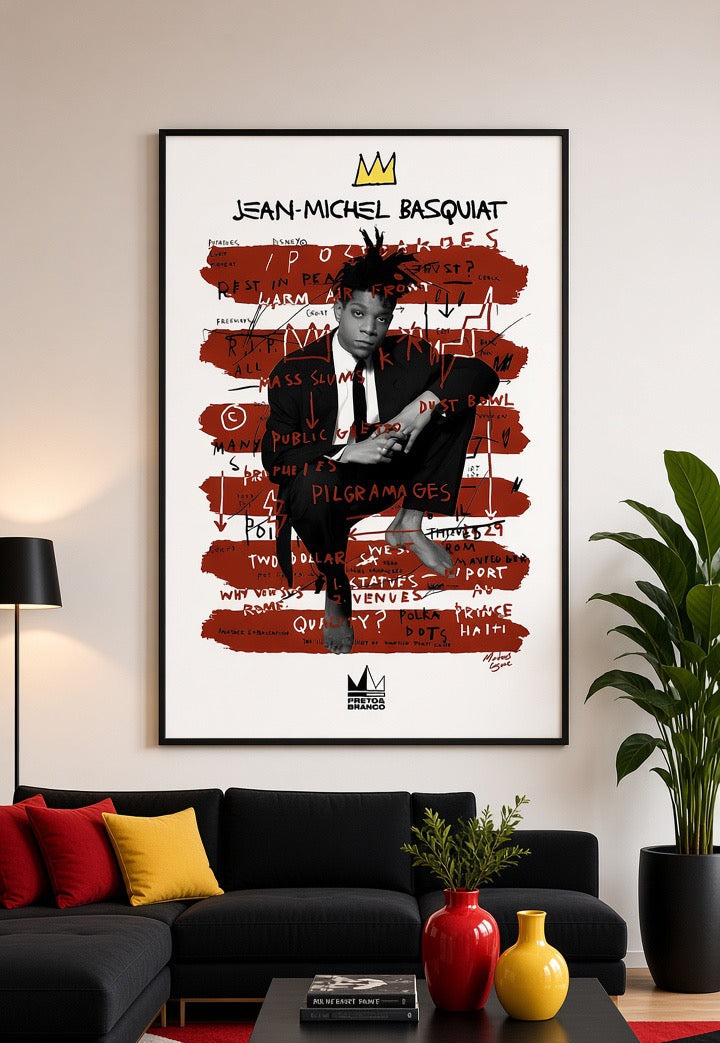 Affiche Basquiat Portrait Rayé, second angle en situation